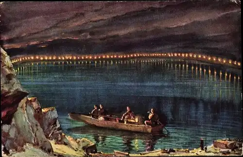 Ak Berchtesgaden in Oberbayern, Salzsee im Salzbergwerk, Bootsleute