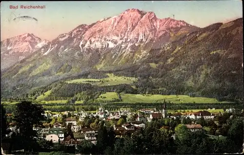 Ak Bad Reichenhall in Oberbayern, Totalansicht, Berg