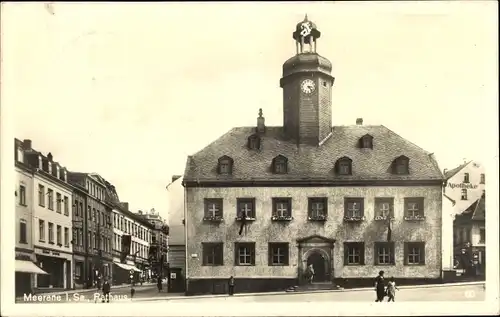 Ak Meerane in Sachsen, Rathaus, Strassenansicht