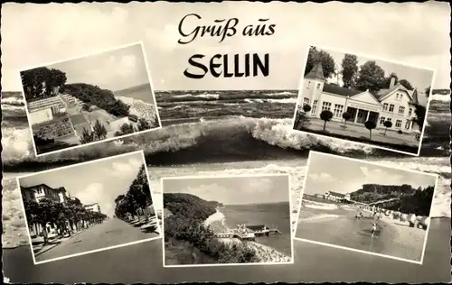 Ak Ostseebad Sellin auf Rügen, Ortsansichten, Meer, Strand, Badegäste