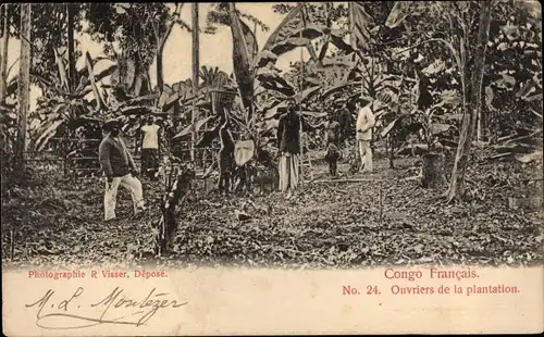 Ak Moyen Congo Französisch Kongo, Ouvriers de la plantation