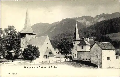 Ak Rougemont Kanton Waadt, Château et Eglise