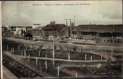 Ak Rabat Marokko, Route et Jardins conduisant a la Residence