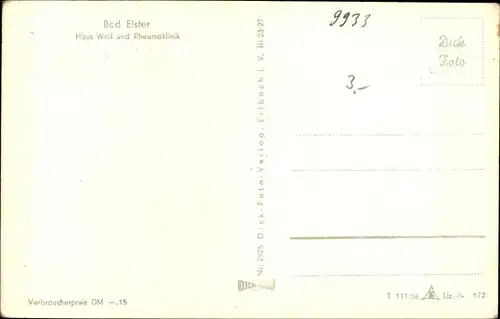 Ak Bad Elster im Vogtland, Haus Wolf und Rheumaklinik