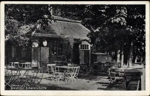 Ak Ohrdruf Thüringen, Waldidyll Scherershütte