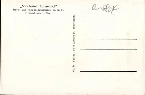 Ak Friedrichroda Thüringen, Sanatorium Tannenhof, Haupteingang