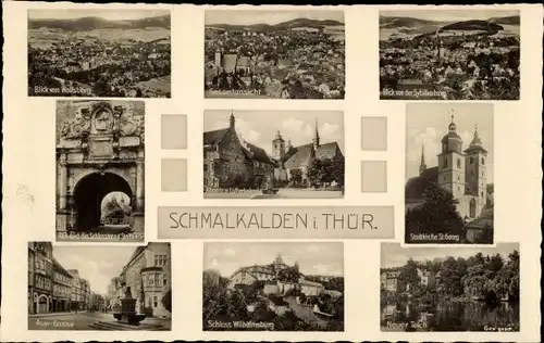 Ak Schmalkalden im Thüringer Wald, Totale, Stadtkirche St. Georg, Teich, Schloss Wilhelmsburg
