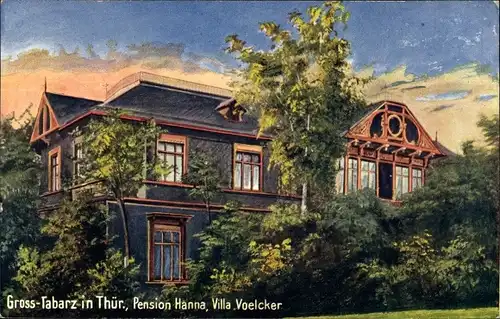 Künstler Ak Groß Tabarz im Thüringer Wald, Pension Hanna, Villa Voelcker, WIRO