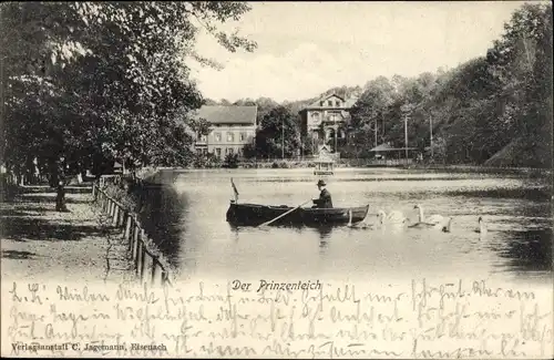 Ak Eisenach in Thüringen, Prinzenteich, Ruderpartie