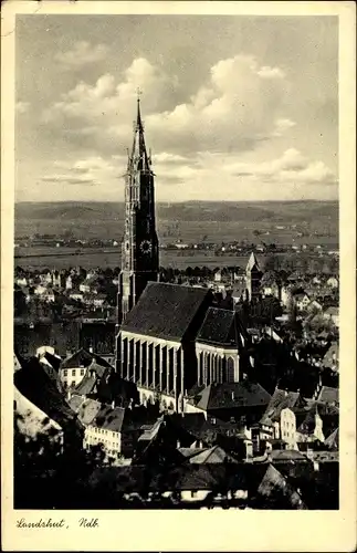 Ak Landshut in Niederbayern, Blick über die Dächer der Stadt, Panorama