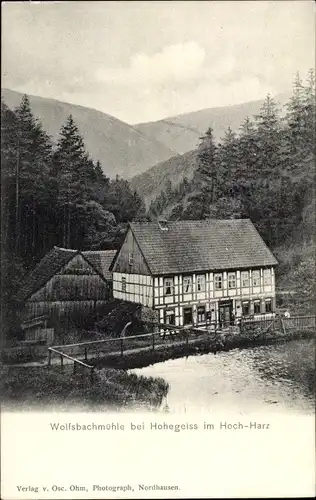 Ak Hohegeiß Braunlage im Oberharz, Wolfsbachmühle, Fachwerkhaus
