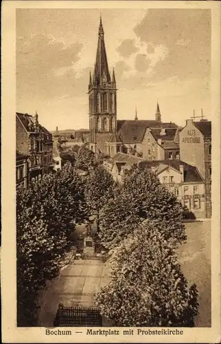 Ak Bochum im Ruhrgebiet, Marktplatz mit Probsteikirche