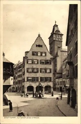 Ak Stuttgart in Württemberg, Altstadt, Geiss Straße, Brunnen