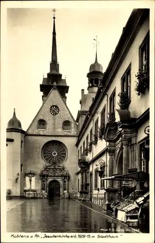Ak Koblenz am Rhein, Jesuitenkirche mit Stadthaus