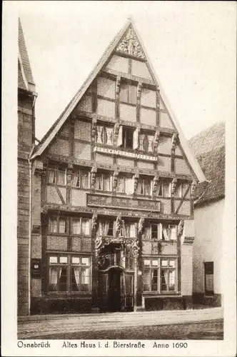 Ak Osnabrück in Niedersachsen, Gasthof Walhalla, altes Haus in der Bierstraße, Anno 1690