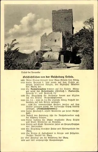 Ak Annweiler am Trifels Pfalz, Reichsburg, Ruine, geschichtliche Daten