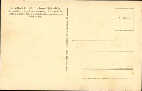 Ak Thieschitz Gera in Thüringen, Scheffels Gasthof