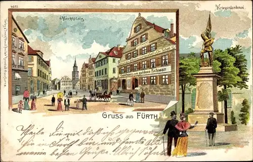 Ak Fürth im Odenwald, Marktplatz, Kriegerdenkmal