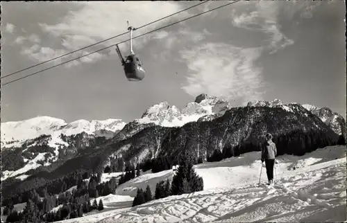 Ak Zweisimmen Kanton Bern, Gondelbahn Zweisimmen Rinderberg
