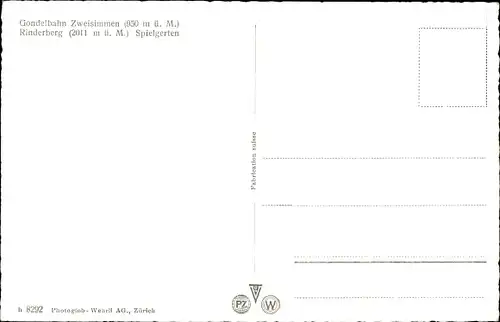 Ak Zweisimmen Kanton Bern, Gondelbahn Zweisimmen Rinderberg