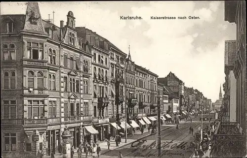 Ak Karlsruhe in Baden, Kaiserstraße nach Osten