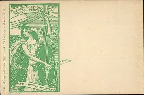 Ak Schweiz, Das alte Posthorn wird zuletzt durch einen Kontrabass ersetzt