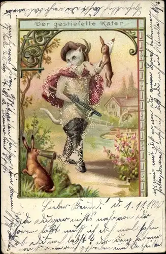 Perl Litho Märchen, Der gestiefelte Kater, Gebrüder Grimm