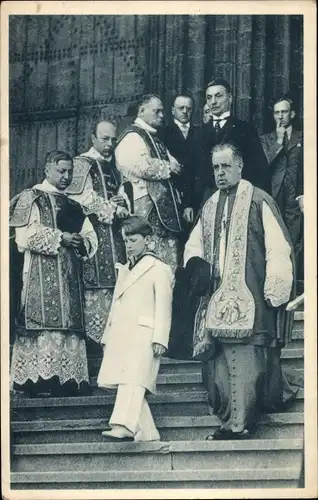 Ak Visite du Prince Baudouin a Mons, 1939, Geistliche