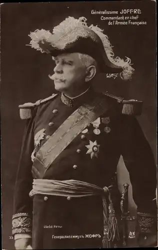 Ak General Joffre, Commandant en chef de l'Armee Francaise, Heerführer, Portrait, Uniform