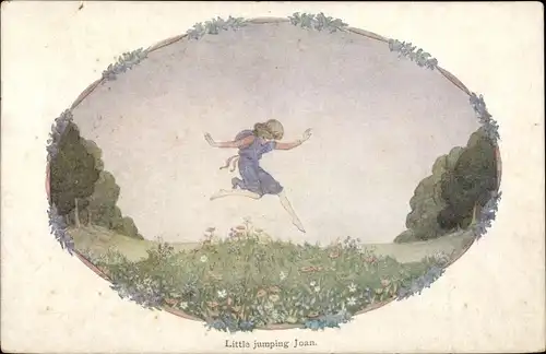 Künstler Ak Willebeek Le Mair, H., Little jumping Joan, Wiese, Mädchen