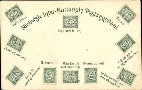 Ak Niederlande, Nieuwste Inter Nationale Postzegeltaal, Briefmarken, Briefmarkensprache