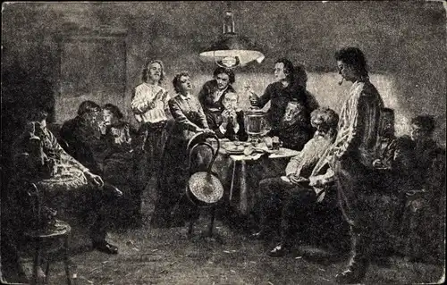 Künstler Ak Makovsky, V. E., Ein geselliger Abend