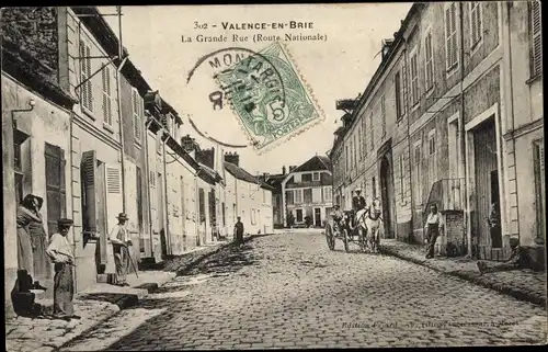 Ak Valence en Brie Seine et Marne, La Grande Rue