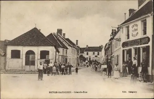 Ak Beton Bazoches Seine et Marne, Grande Rue, Café, Hotel