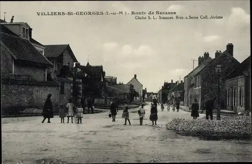 Ak Villiers Saint Georges Seine et Marne, Route de Sezanne