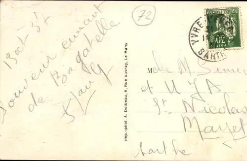 Ak Yvre l´Évêque Sarthe, Centre du Bourg, Café Restaurant