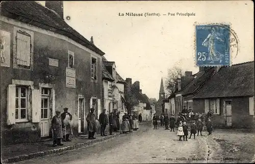 Ak La Milesse Sarthe, Rue Principale