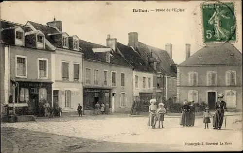 Ak Ballon Sarthe, Place de l'Église