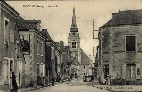 Ak Précigné Sarthe, Rue du Pé, Hotel