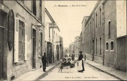 Ak Mamers Sarthe, Rue de la Poste, Hotel
