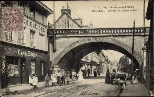 Ak Rouen Seine Maritime, Eauplet, Le Pont du Chemin fe Fer