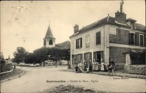Ak Guermantes Seine et Marne, Entrée du Pays, Église