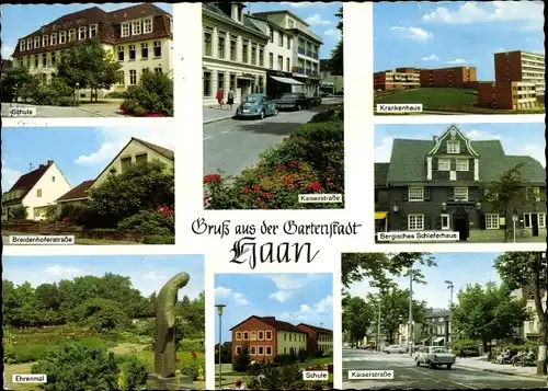 Ak Haan Nordrhein Westfalen, Schule, Kaiserstraße, Krankenhaus, Ehrenmal, Breidenhoferstraße