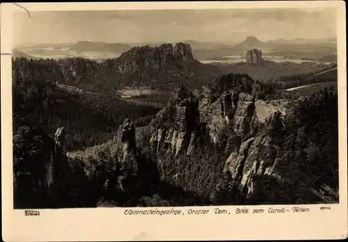 Ak Rathen an der Elbe Sächsische Schweiz, Elbsandsteingebirge, Großer Dom, Carola Felsen