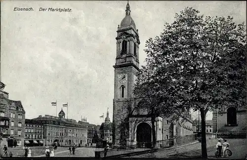 Ak Lutherstadt Eisenach in Thüringen, Der Marktplatz, Kirche