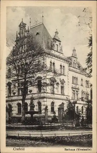 Ak Krefeld am Niederrhein, Rathaus, Westseite