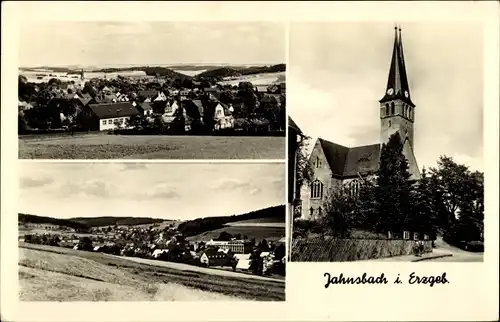 Ak Jahnsbach Thum im Erzgebirge, Panorama, Kirche