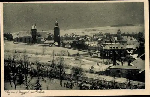 Ak Geyer im Erzgebirge Sachsen, Winteraufnahme, Stadtpanorama