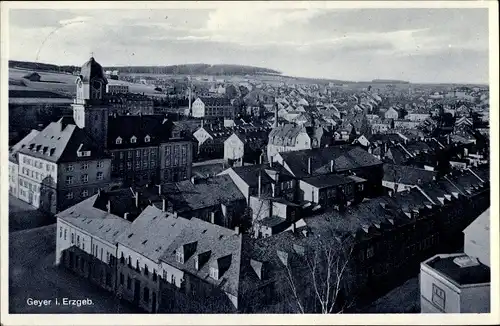 Ak Geyer im Erzgebirge, Gesamtansicht der Stadt mit Rathaus