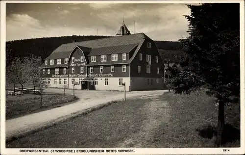 Ak Oberwiesenthal im Erzgebirge Sachsen, Erholungsheim Rotes Vorwerk, Gesamtansicht, Anfahrtsweg